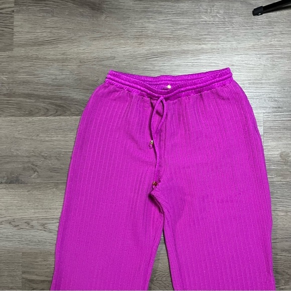 Mauve Womens Flare Wide Leg Beach Pants Knit Elastic Waist “L” on Aglet Size S/M - Picture 2 of 6